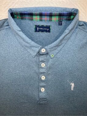 William Murray Family Ties Heather Blue Tartan Men’s 2XL Performance Golf Polo